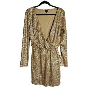 Alloy Apparel‎ Plunge Gold "L" sequence dress. Mini